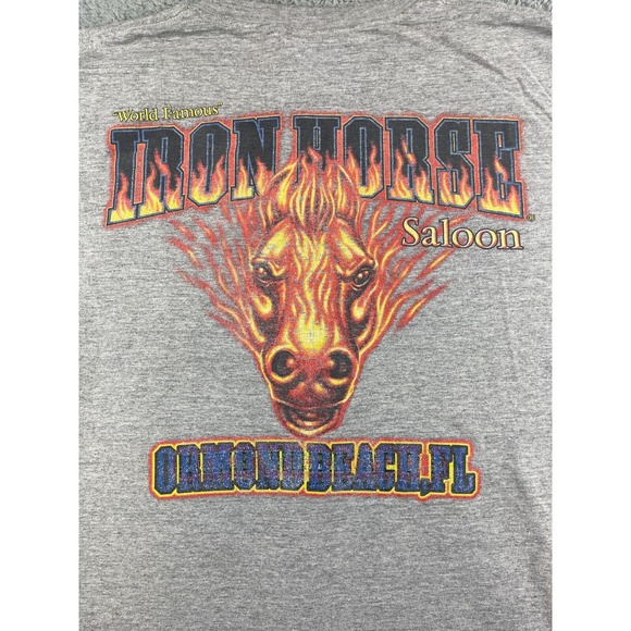 Vtg Iron Horse Saloon Shirt Adult 2XL Gray Ormond Beach,Florida Distressed - Picture 2 of 12